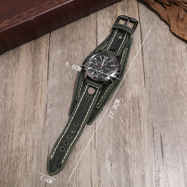 Sport Quartz Watches For Men Luxury Wristwatch Cowhide Watchband