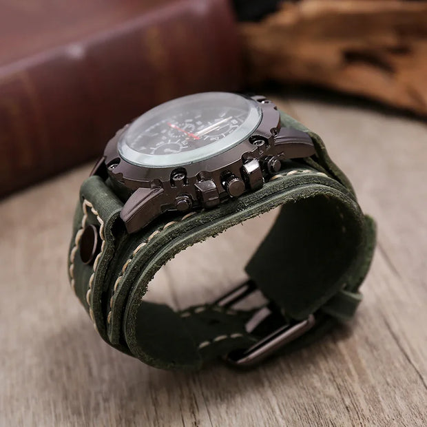 Sport Quartz Watches For Men Luxury Wristwatch Cowhide Watchband