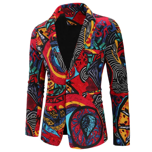 Fashion Men Slim fit Casual blazers men printing suits coat