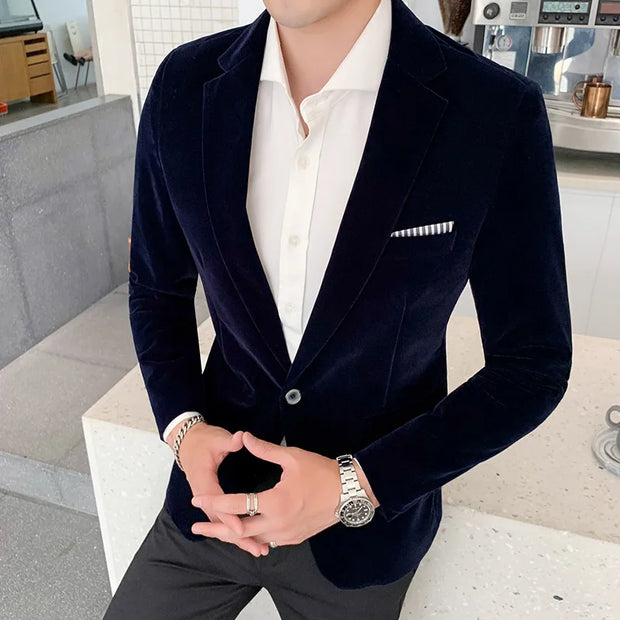 Velvet Blazers for Men Fashion Casual Suits