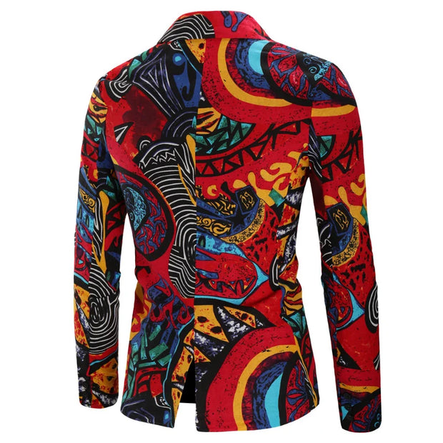 Fashion Men Slim fit Casual blazers men printing suits coat