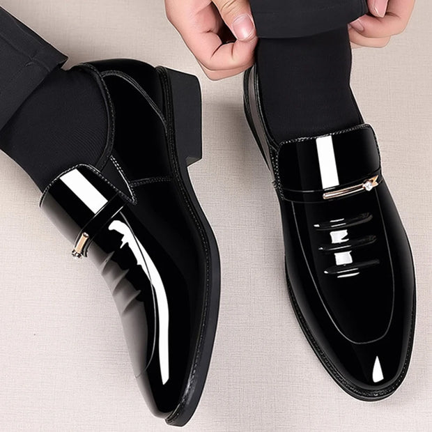 Patent PU Leather Shoes for Men Business Shoes Wedding Size Shoes