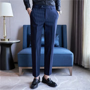 Men's Striped Suit Pants Elastic Autumn New Casual Trousers