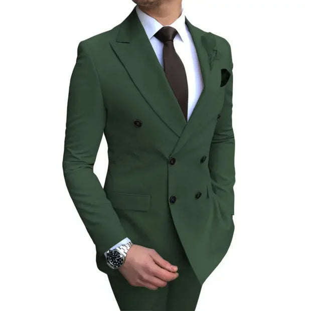 Wedding Suits Men Business Fashion 2 Piece Set Slim Jacket