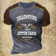 Vintage Men's T Shirt Yellowstone Graphic Print T-Shirt Top Summer Fashion