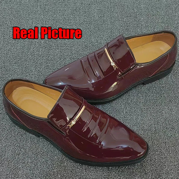 Patent PU Leather Shoes for Men Business Shoes Wedding Size Shoes