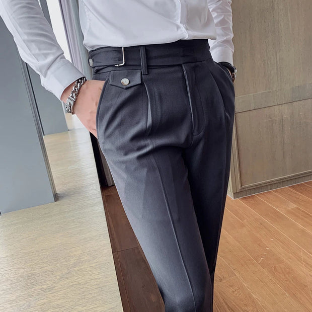 British Style New Solid High Waist Suit Pant Trousers