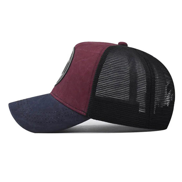 Face Caps for Men Summer Mens Black Two-tone Stitching Cotton