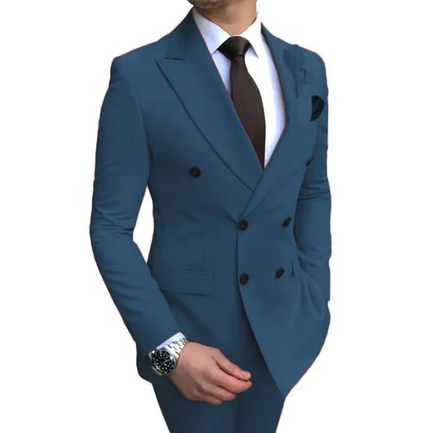 Wedding Suits Men Business Fashion 2 Piece Set Slim Jacket